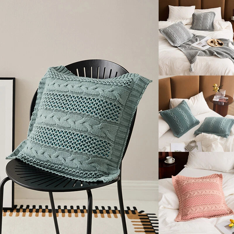 Square Knitted Pillowcase Sofa Bed Throw Waist Cushion Cover Office Pillow Case