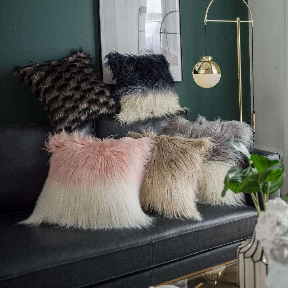 Fluffy Shaggy Cushion Cover Tassel Faux Wool Pillow Case Sofa Bed Throw Home Dec
