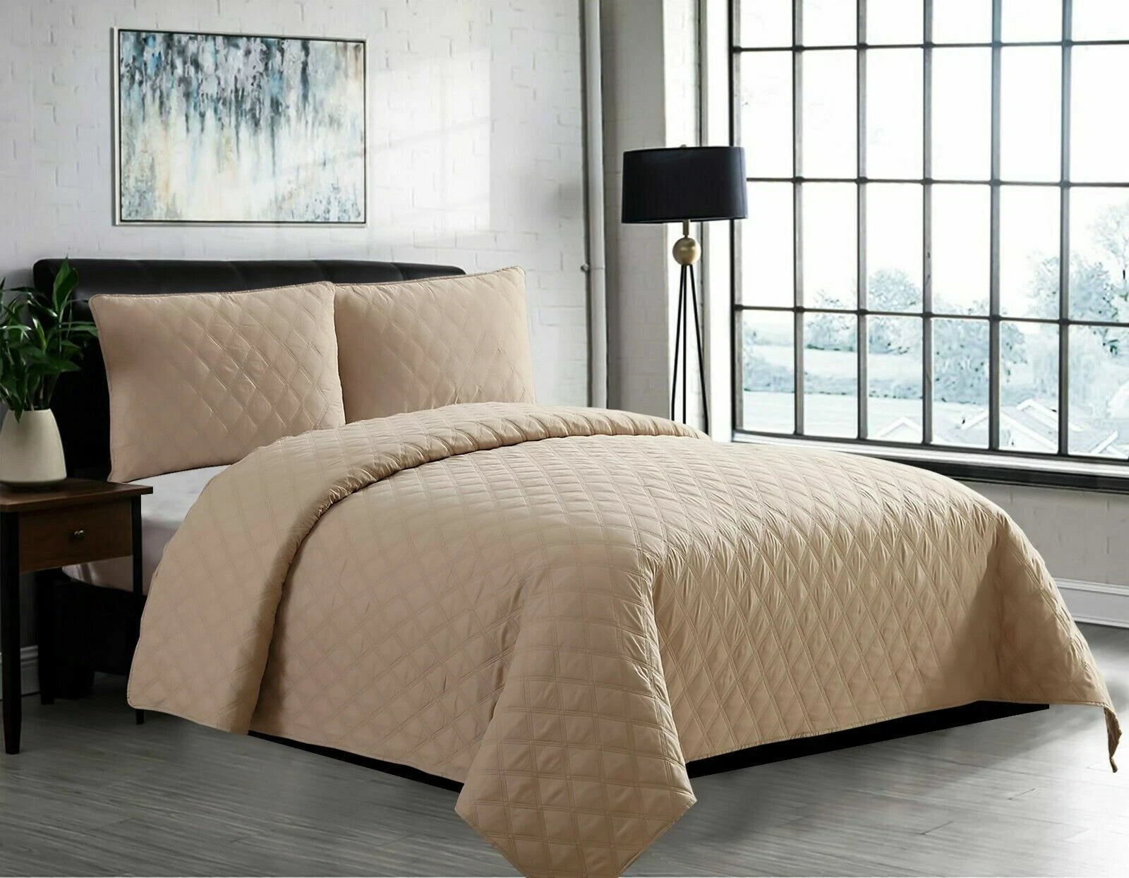 Luxury Embossed Quilted Bedspread Sofa Throw & Pillowcase Double King Bed Set*