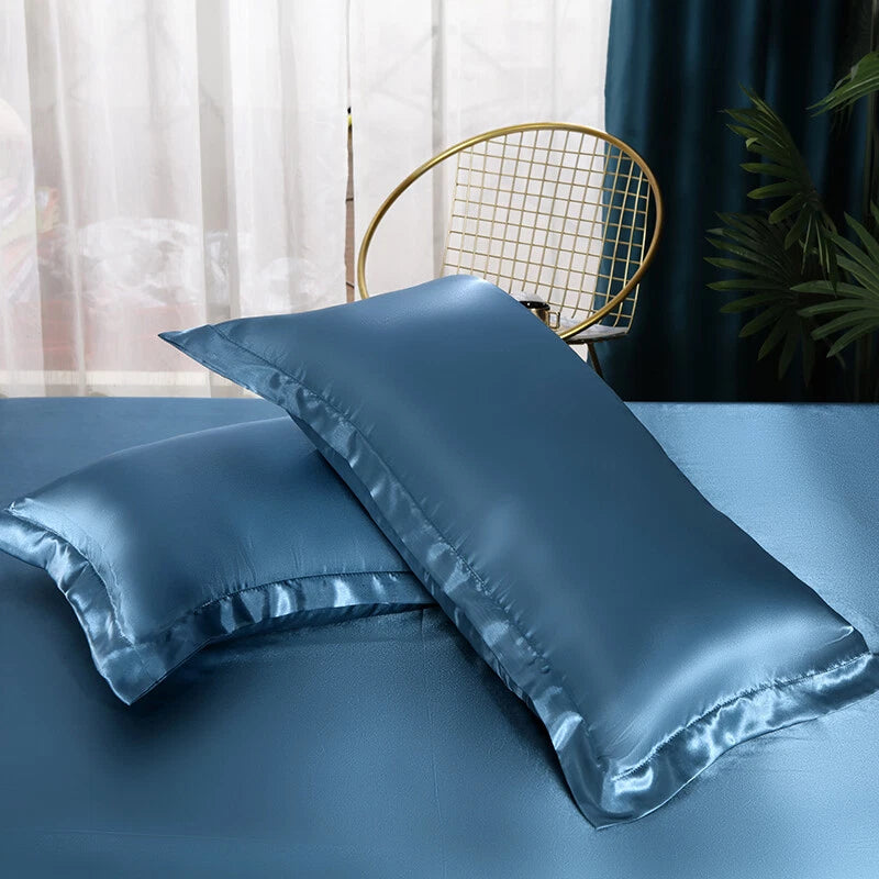 2pcs Satin Pillowcase for Bedding Bedroom Sofa Bed Throw Cushion Covers 48*74cm