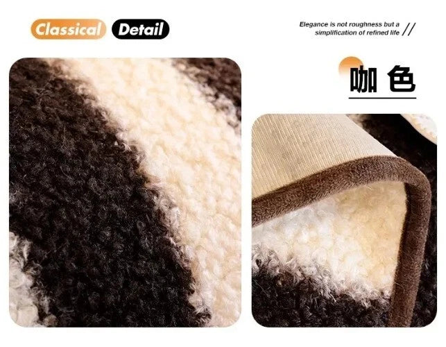 1PC Plush Sofa Mat Cover Lamb Wool Sofa Cushion White Stripes Couch Slipcover