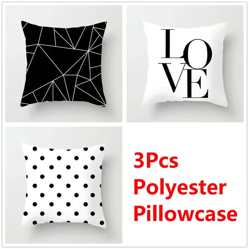 geometric Love Home Pillowcase Sofa Bed Cushion Cover by - Set of 3