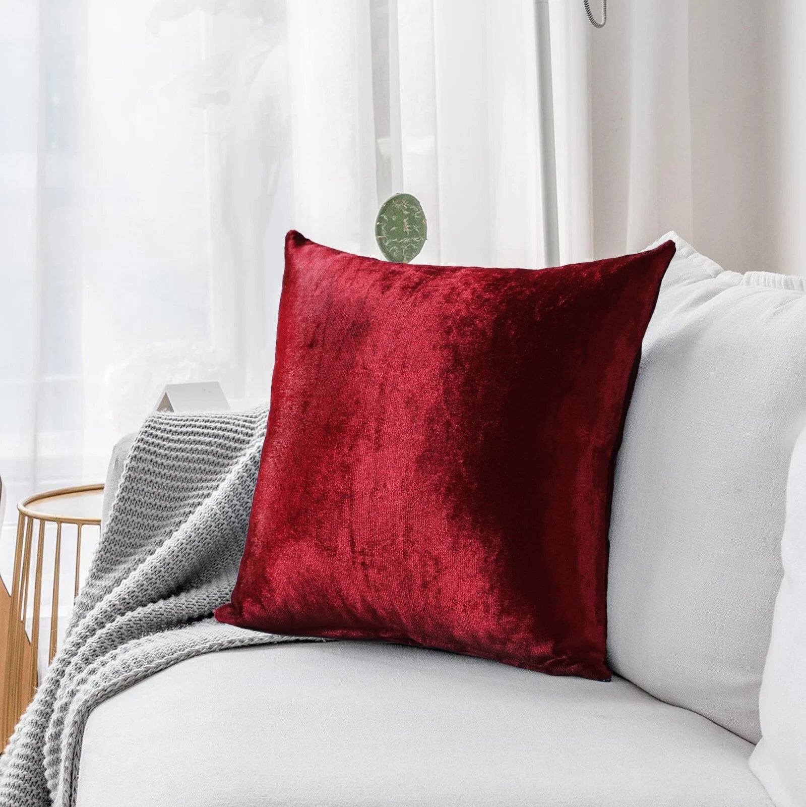 Pack of 4 Plush Velvet Cushion Covers Extra Soft Sofa Throw Pillow Cases 17"x17"