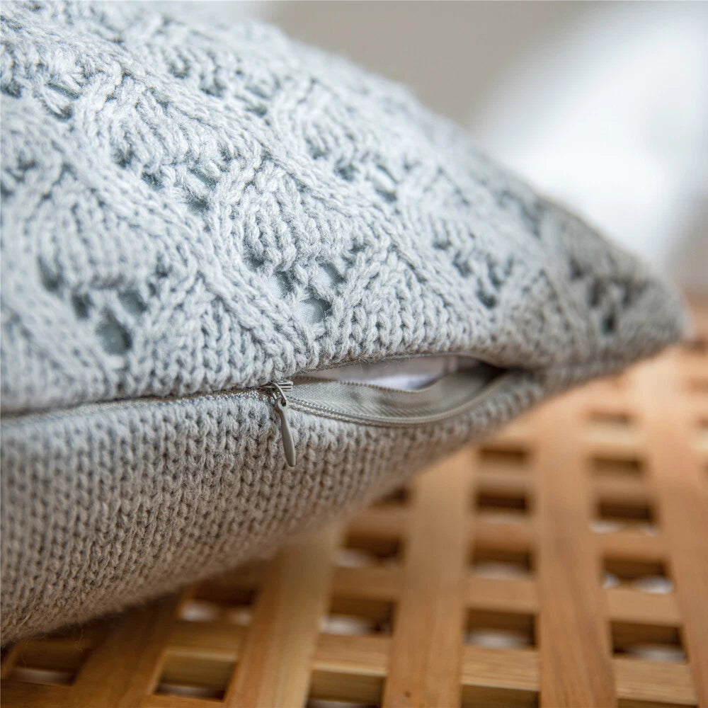 Knitted Throw Pillow Cases Cafe Waist Bed Zip Up Sofa Cushion Cover Home Decor