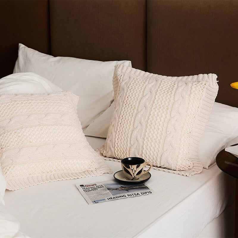 Square Knitted Pillowcase Sofa Bed Throw Waist Cushion Cover Office Pillow Case