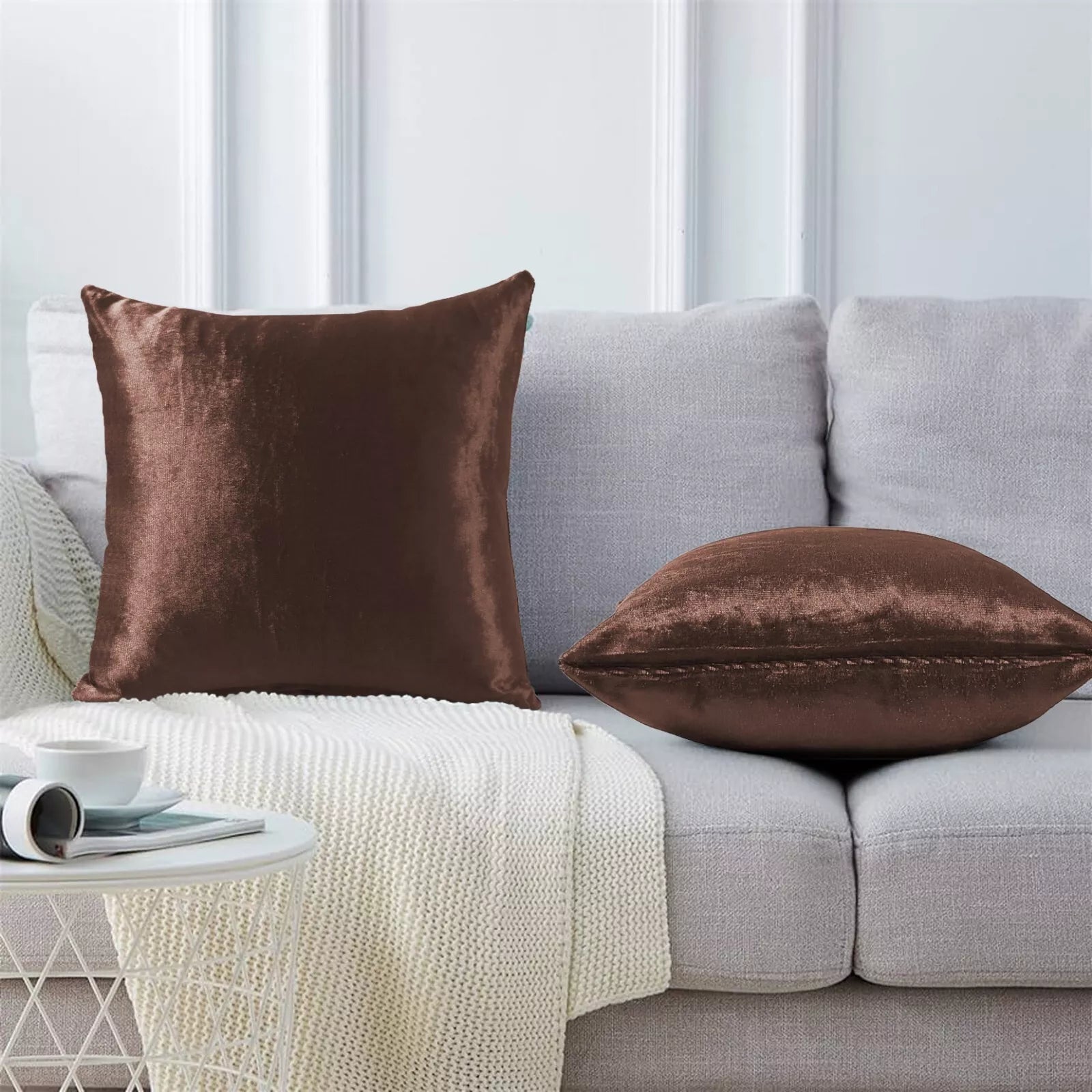 Pack of 4 Plush Velvet Cushion Covers Extra Soft Sofa Throw Pillow Cases 17"x17"