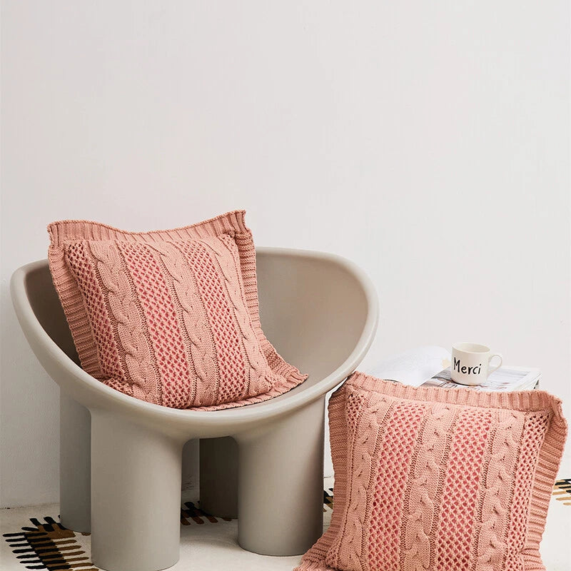 Square Knitted Pillowcase Sofa Bed Throw Waist Cushion Cover Office Pillow Case