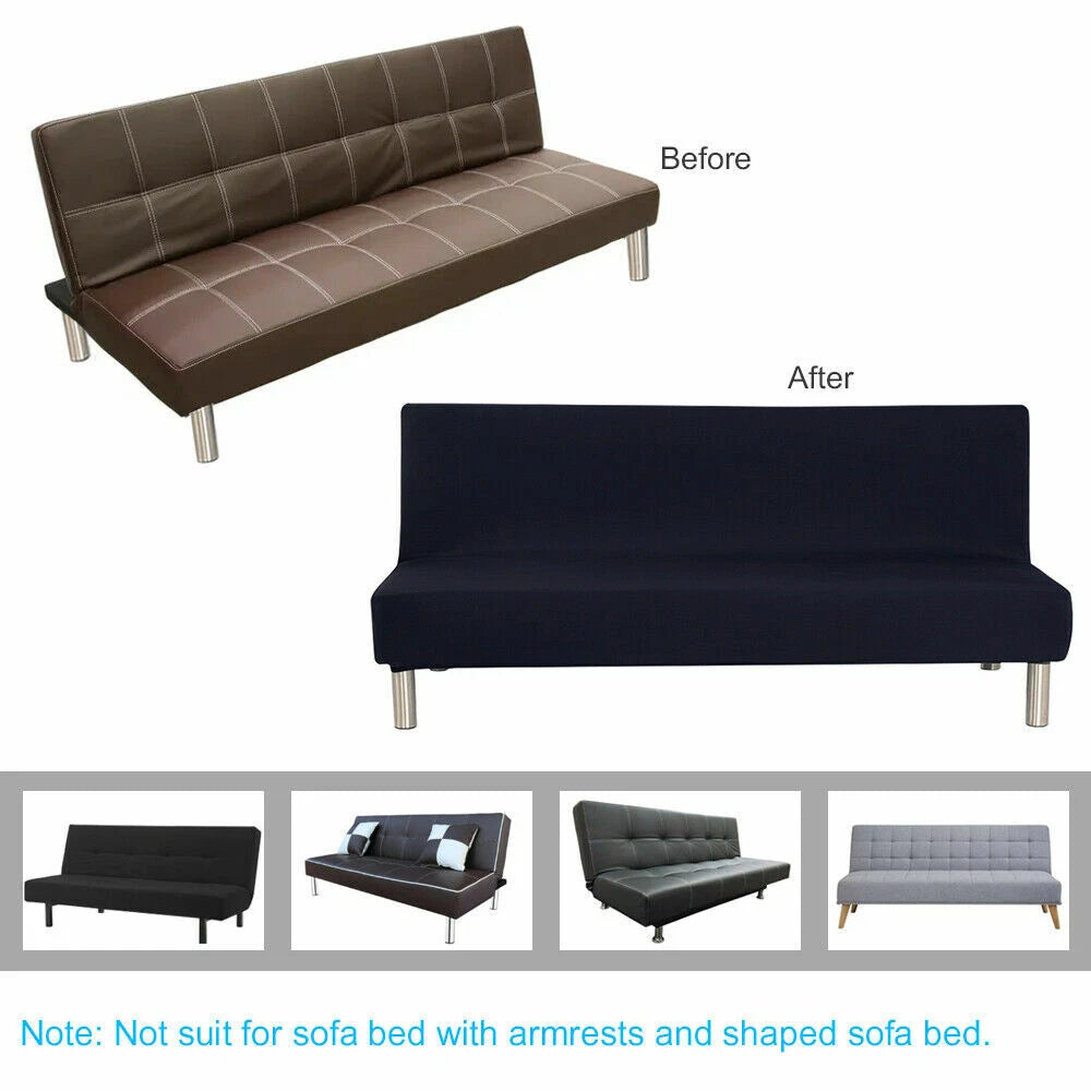 Armless Sofa Cover Stretch Slipcover Furniture Protector Slipcover + Pillowcase