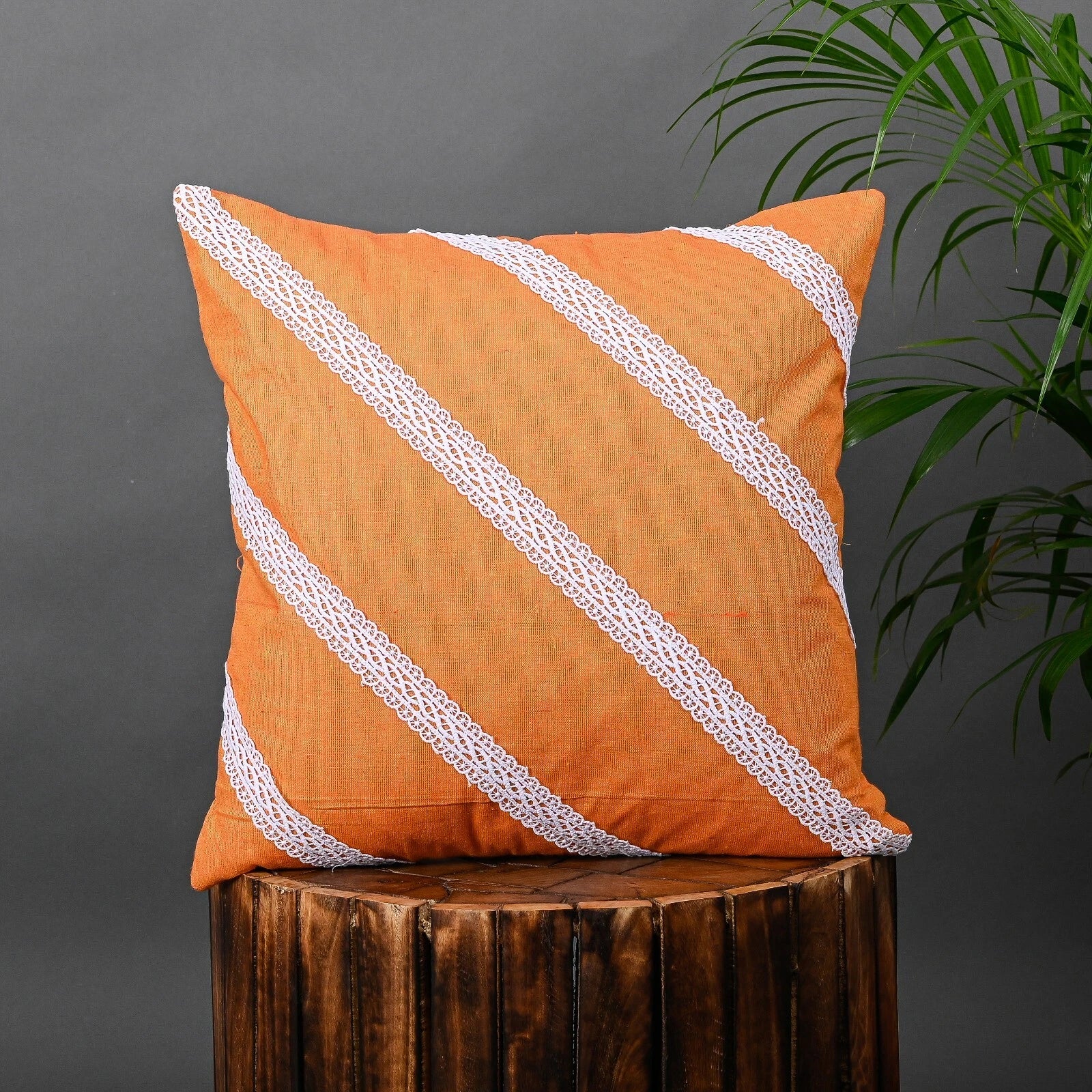 Home Decorative Cotton Cushion Cover Throw Pillowcase Sofa Decor Diagonal Lace