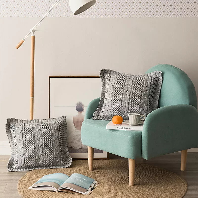 Square Knitted Pillowcase Sofa Bed Throw Waist Cushion Cover Office Pillow Case