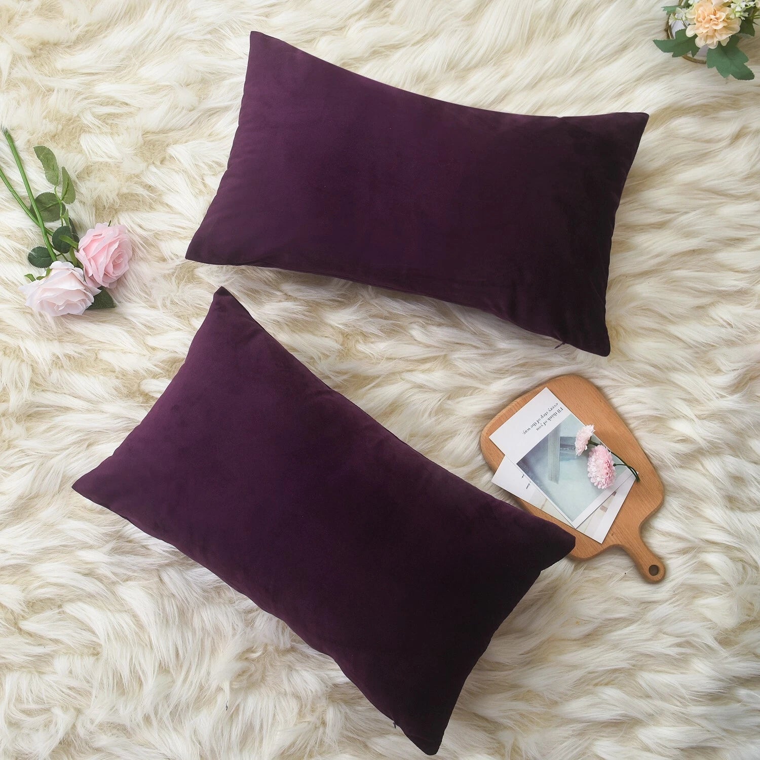 Plain Velvet Cushions Covers 30x51 cm Luxury Soft Velvet Sofa Bed Pillow Cases