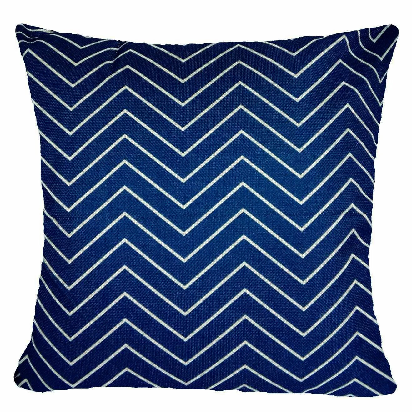 Throw PILLOW COVER Linen Navy Blue Double-Sided Decorative Cushion Case 16x16"