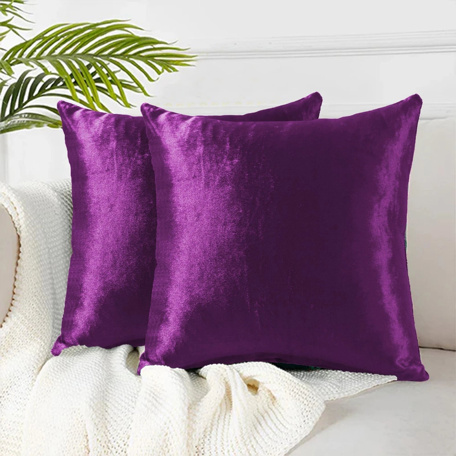 Pack of 4 Plush Velvet Cushion Covers Extra Soft Sofa Throw Pillow Cases 17"x17"