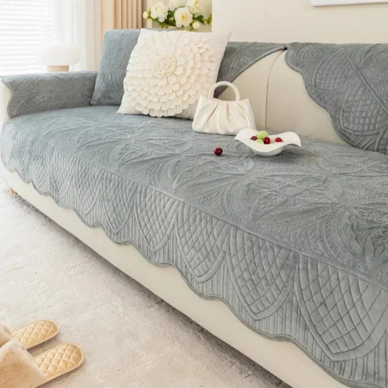 Short Plush Sofa Cushion Living Room Non-slip Sofa Towel Mat Couch Cover Corner