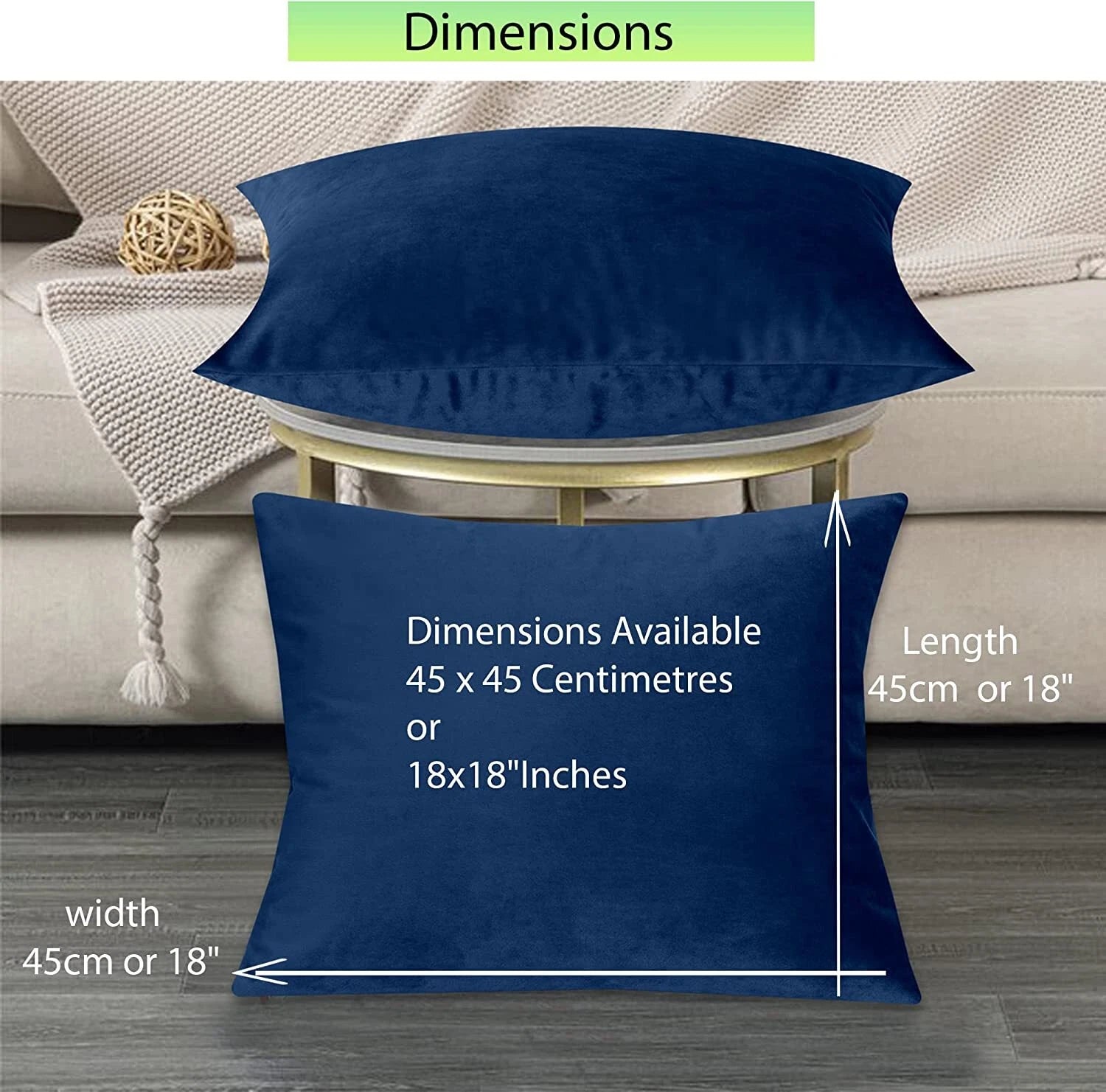 Crushed Cushion Covers or Velvet Cushions 18 x 18 Set of 2 Pair Bed Sofa Pillow