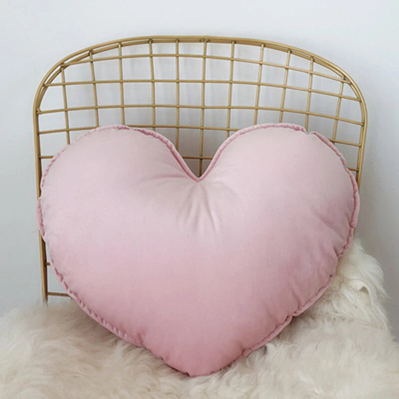 Heart Pillowcase Cushion Soft Velvet Pillow Sofa Chair Living Room Bed Decor