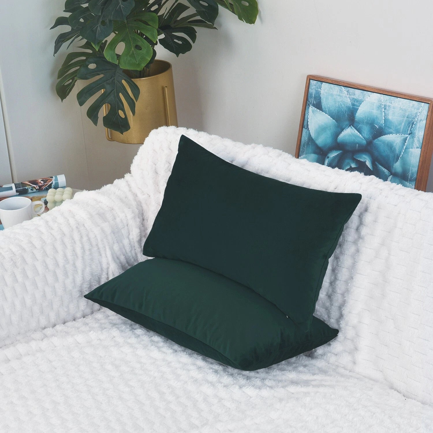 Plain Velvet Cushions Covers 30x51 cm Luxury Soft Velvet Sofa Bed Pillow Cases