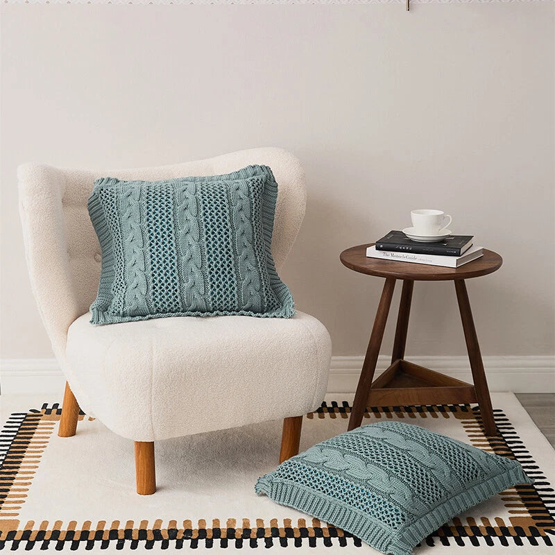 Square Knitted Pillowcase Sofa Bed Throw Waist Cushion Cover Office Pillow Case