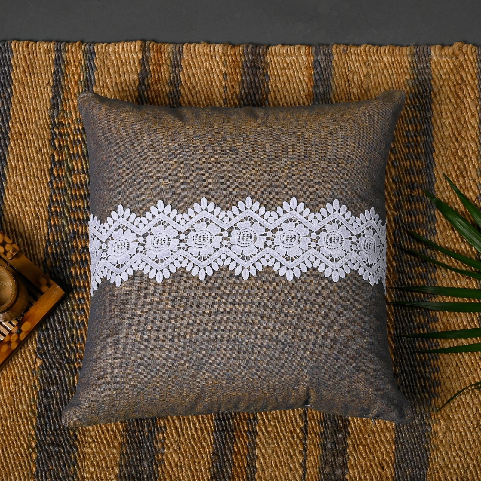 Home Decor Cushion Cover Sofa Decorative Throw Pillowcase Covers Solid with Lace