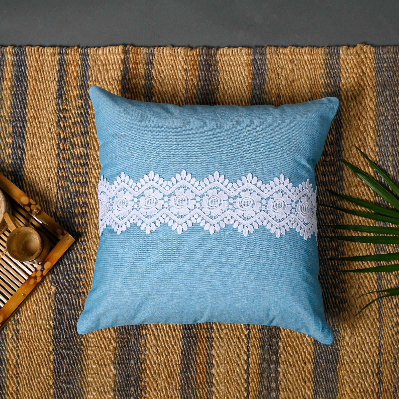 Home Decor Cushion Cover Sofa Decorative Throw Pillowcase Covers Solid with Lace