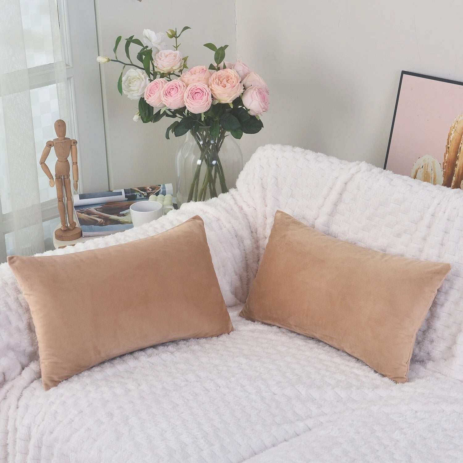 Plain Velvet Cushions Covers 30x51 cm Luxury Soft Velvet Sofa Bed Pillow Cases