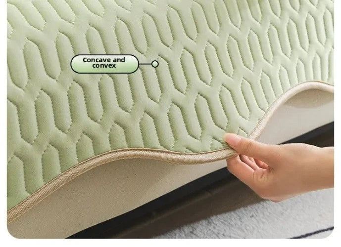 Solid Color Ice Silk Sofa Cushion Covers Universal Seat Pad Non-slip L Shaped