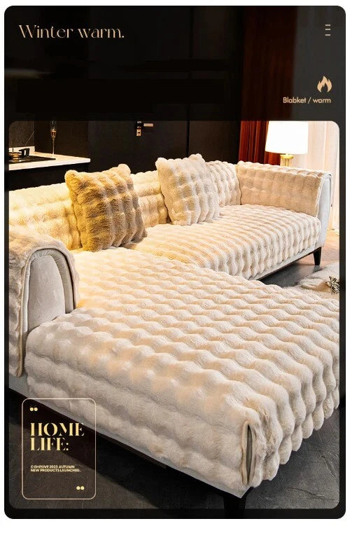Rabbit Velvet Sofa Cover Three-Dimensional Warm Living Room Sofa Back Cushion