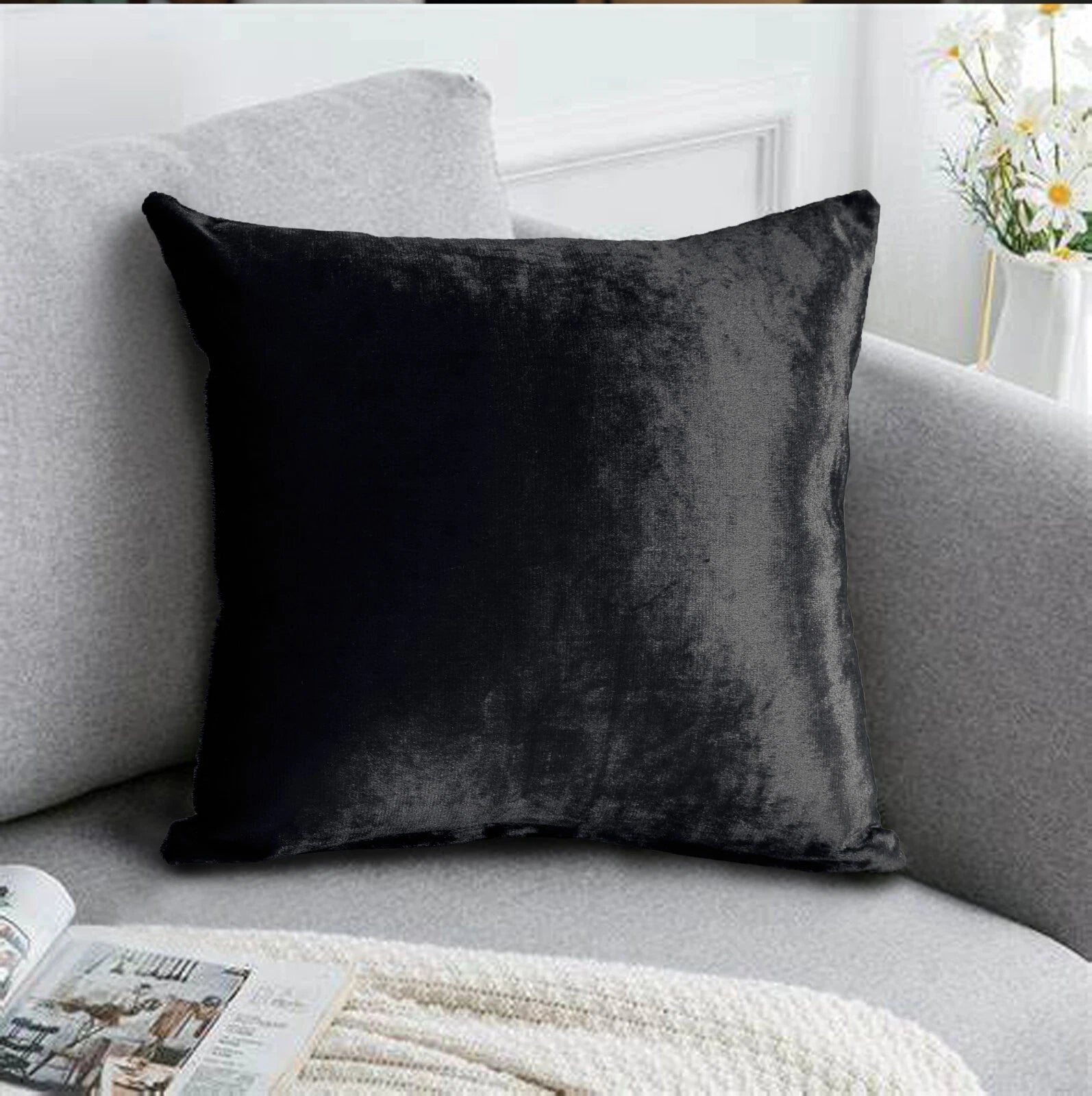 Pack of 4 Plush Velvet Cushion Covers Extra Soft Sofa Throw Pillow Cases 17"x17"