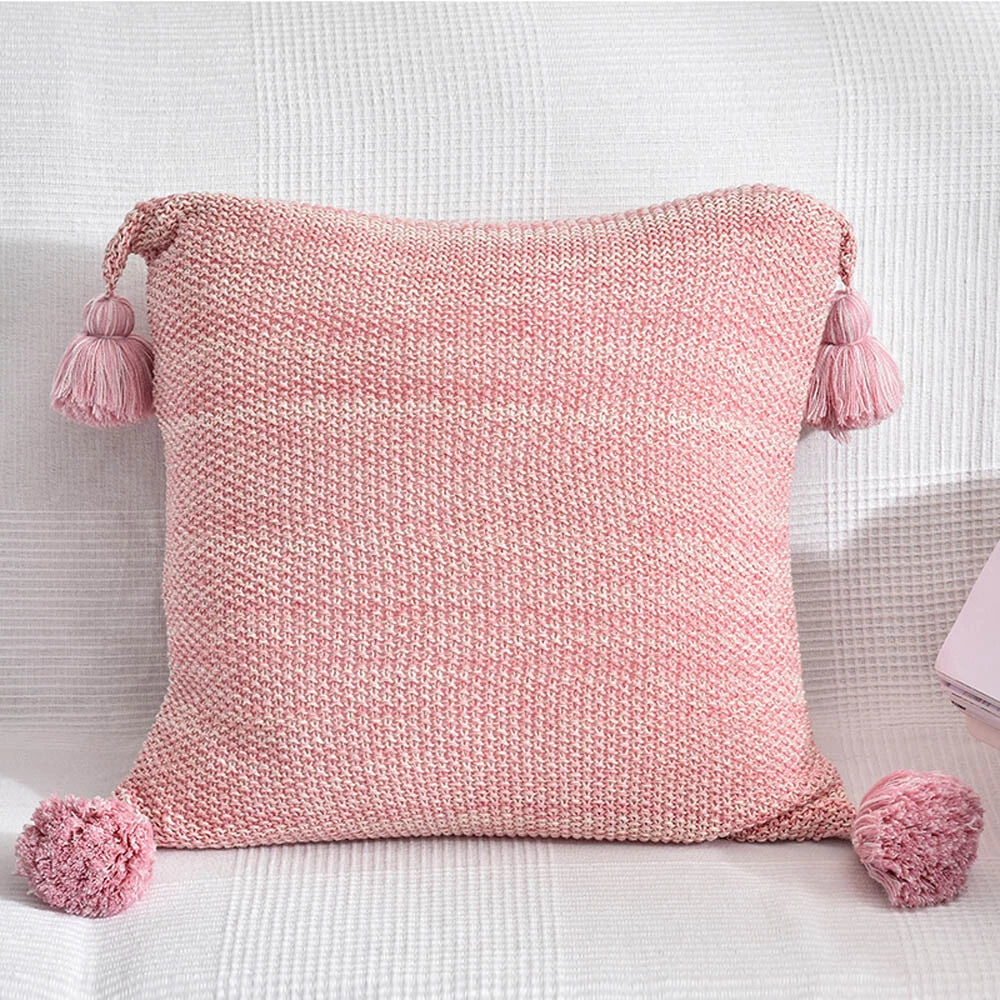 Square Knitted Pillow Case Throw Waist Sofa Bed Cushion Cover Buttons Home Decor