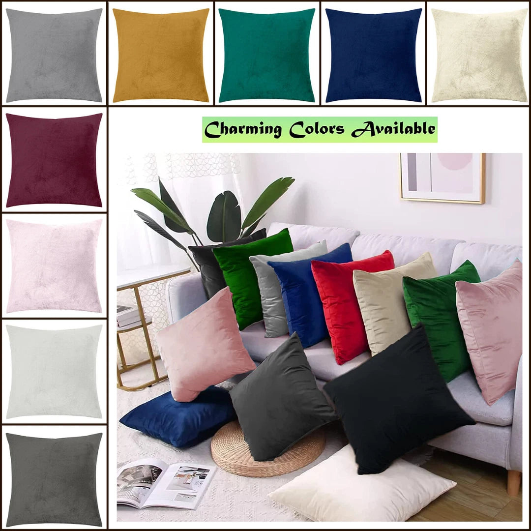 Crushed Cushion Covers or Velvet Cushions 18 x 18 Set of 2 Pair Bed Sofa Pillow