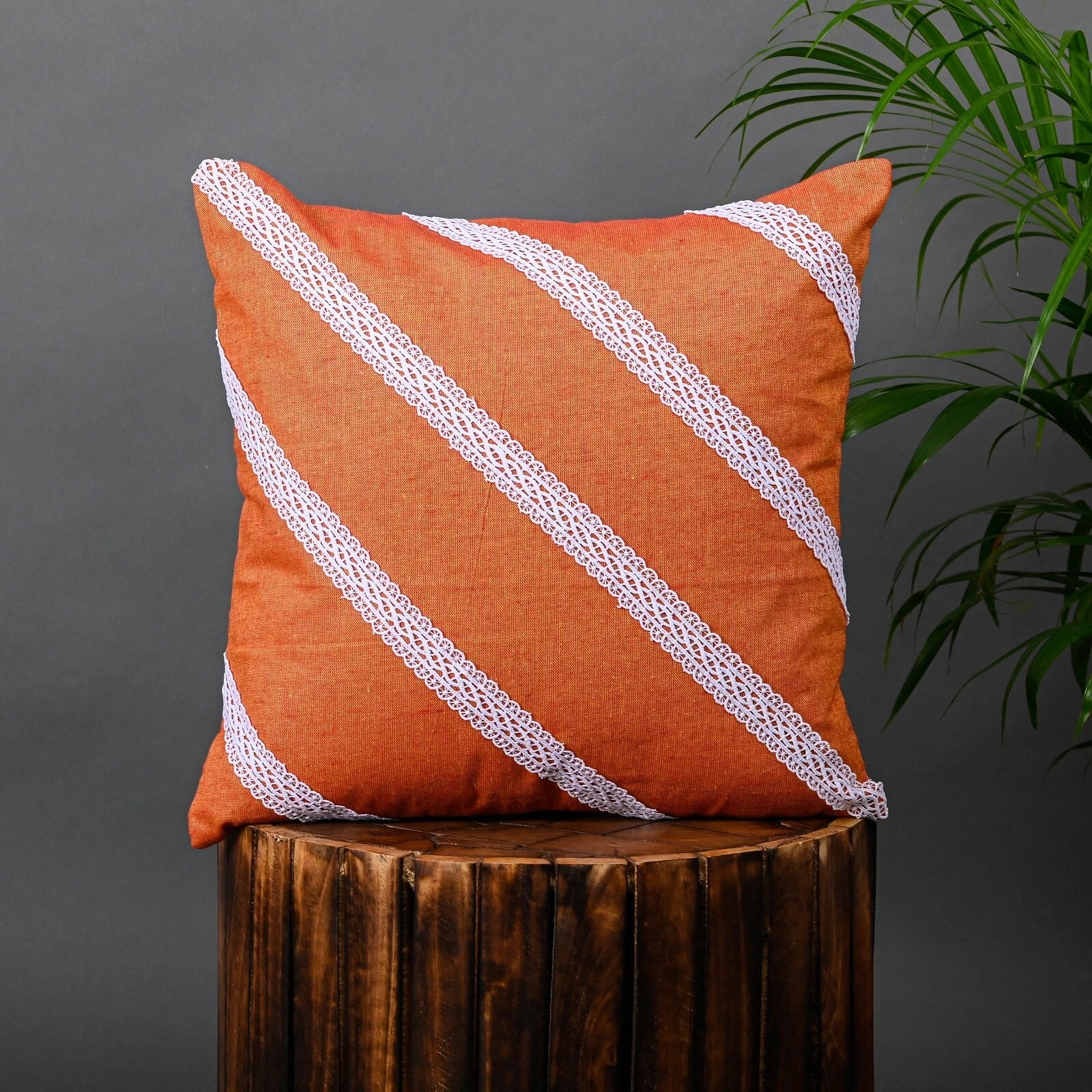 Home Decorative Cotton Cushion Cover Throw Pillowcase Sofa Decor Diagonal Lace