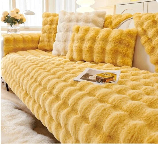 Rabbit Velvet Sofa Cover Three-Dimensional Warm Living Room Sofa Back Cushion