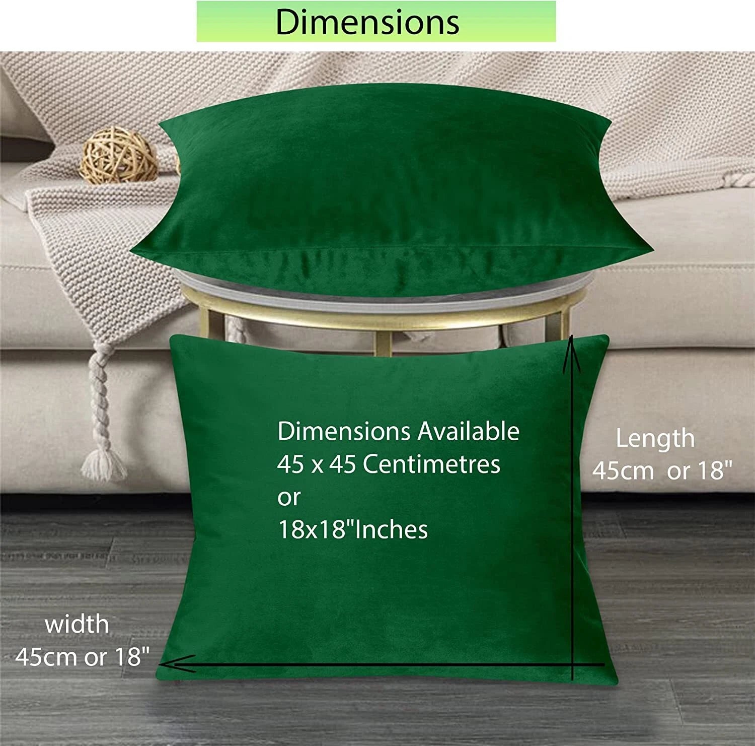 Crushed Cushion Covers or Velvet Cushions 18 x 18 Set of 2 Pair Bed Sofa Pillow