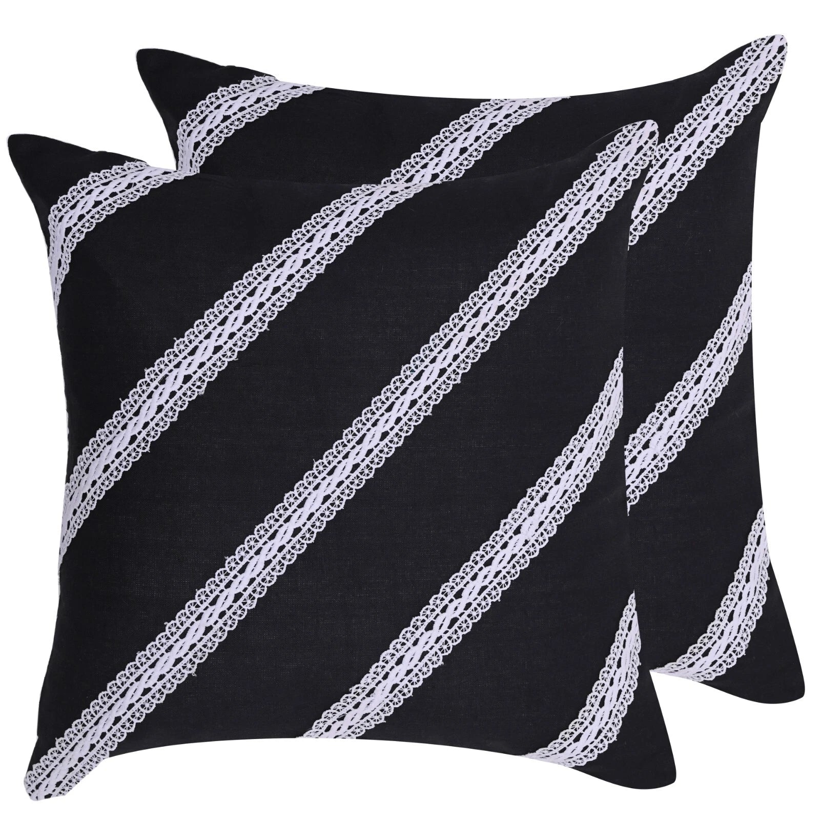 Home Decorative Cotton Cushion Cover Throw Pillowcase Sofa Decor Diagonal Lace