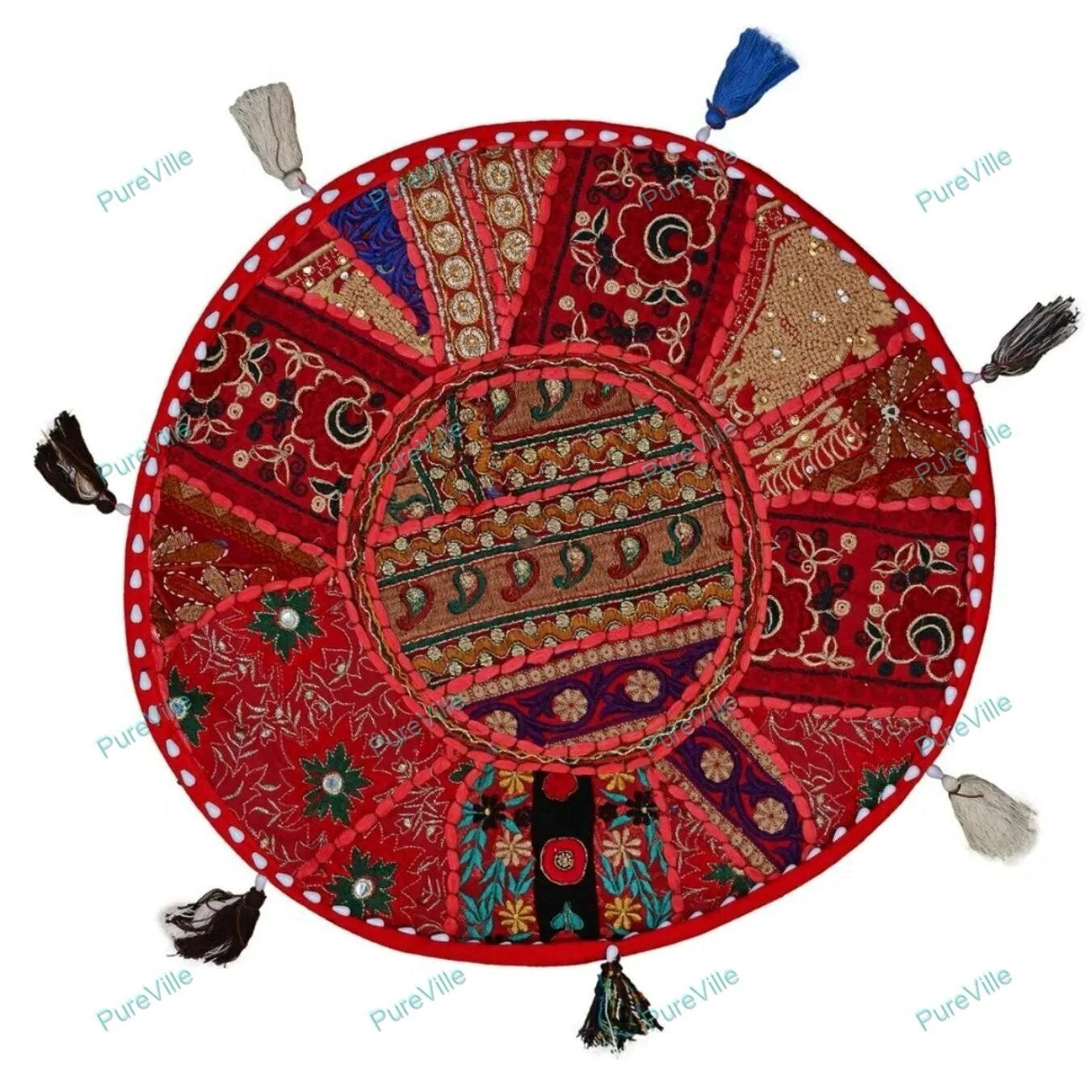 Pillow Cover Indian Handcrafted Patchwork Decor Car Sofa Cushion Case