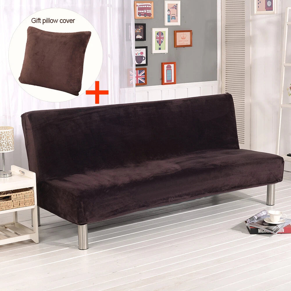 Armless Futon Sofa Bed Cover Full Size Thicker Plush Sofa Slipcover orPillowcase