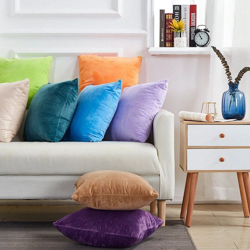 Crushed Cushion Covers or Velvet Cushions 18 x 18 Set of 2 Pair Bed Sofa Pillow