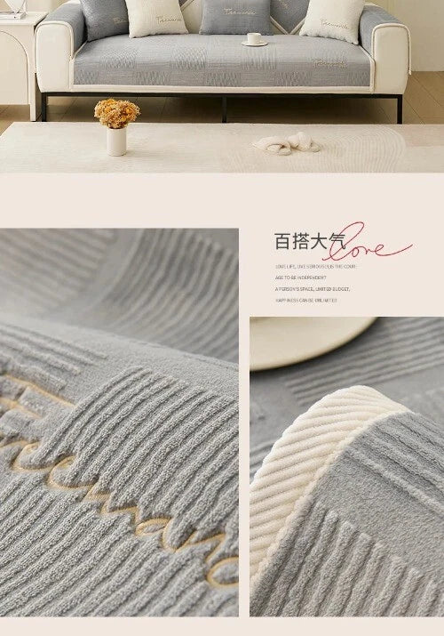 2025 New Winter Milk Plush Sofa Cover for Living Room Plush Sofa Cushion Mat