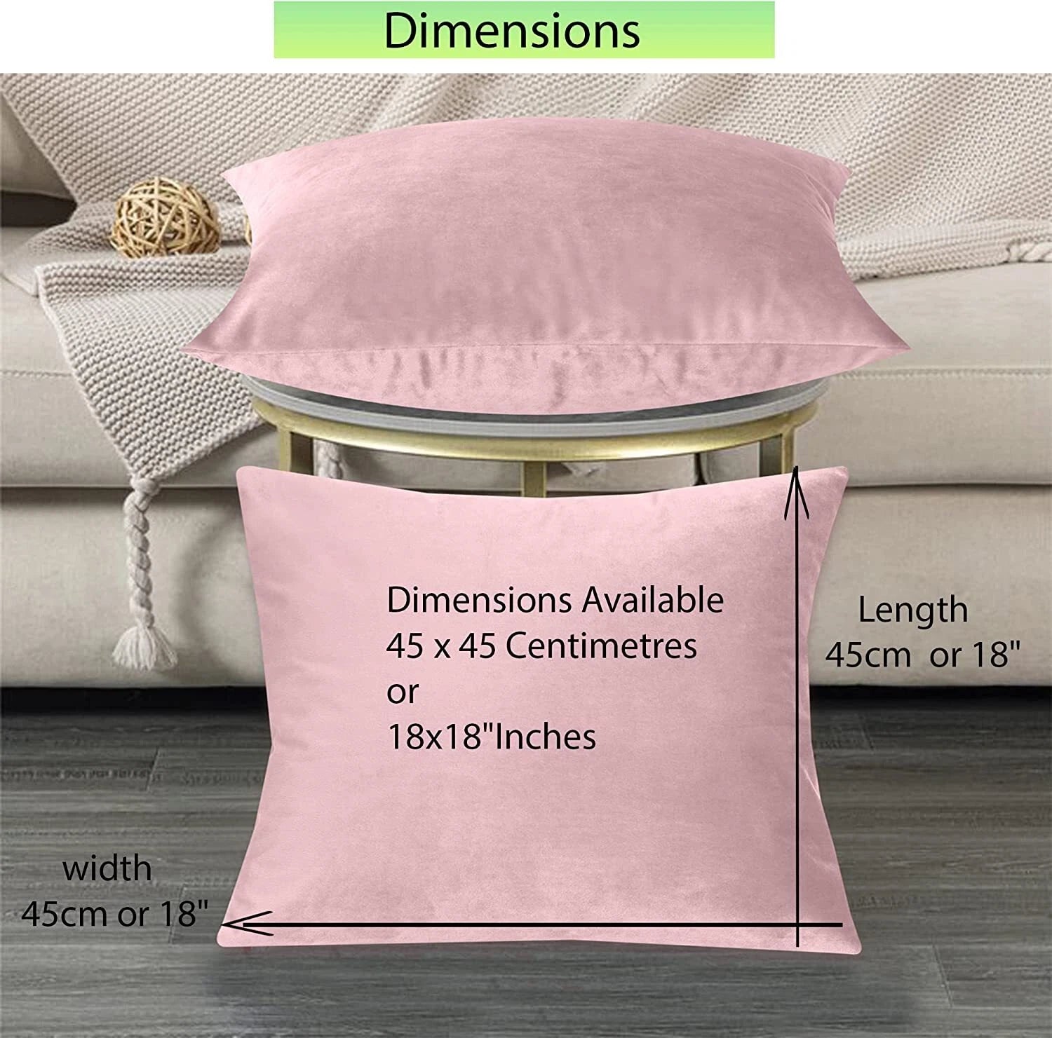 Crushed Cushion Covers or Velvet Cushions 18 x 18 Set of 2 Pair Bed Sofa Pillow