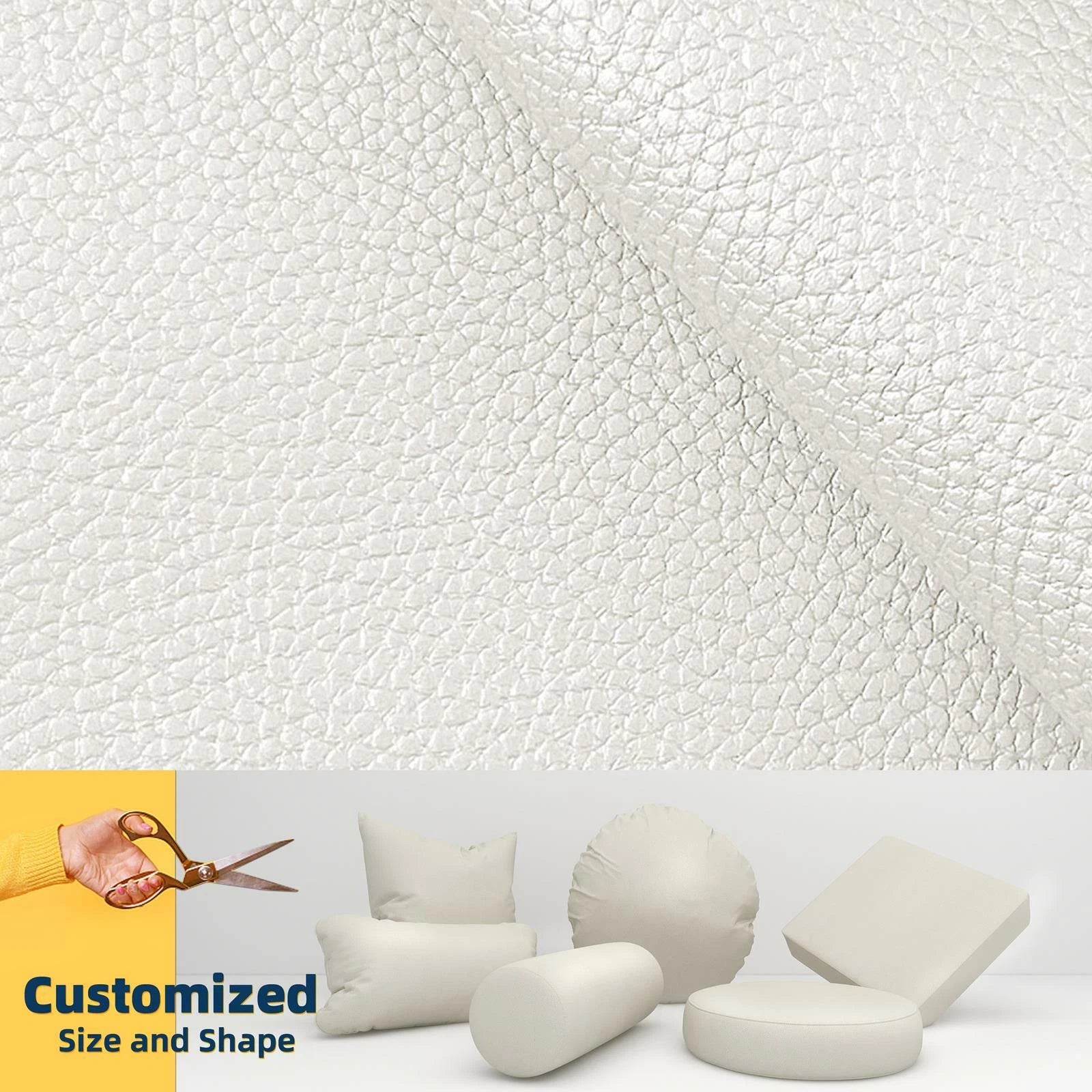 Pb045A Cushion Cover*Pearl White*Faux Leather synthetic Litchi Skin Sofa Seat