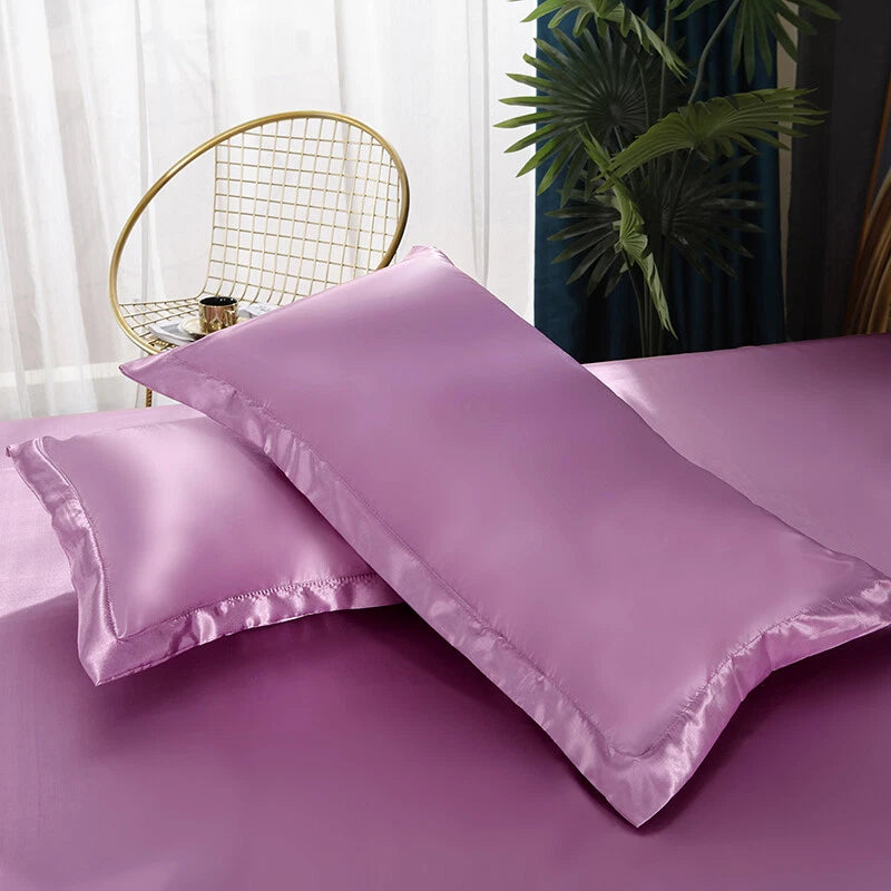 2pcs Satin Pillowcase for Bedding Bedroom Sofa Bed Throw Cushion Covers 48*74cm
