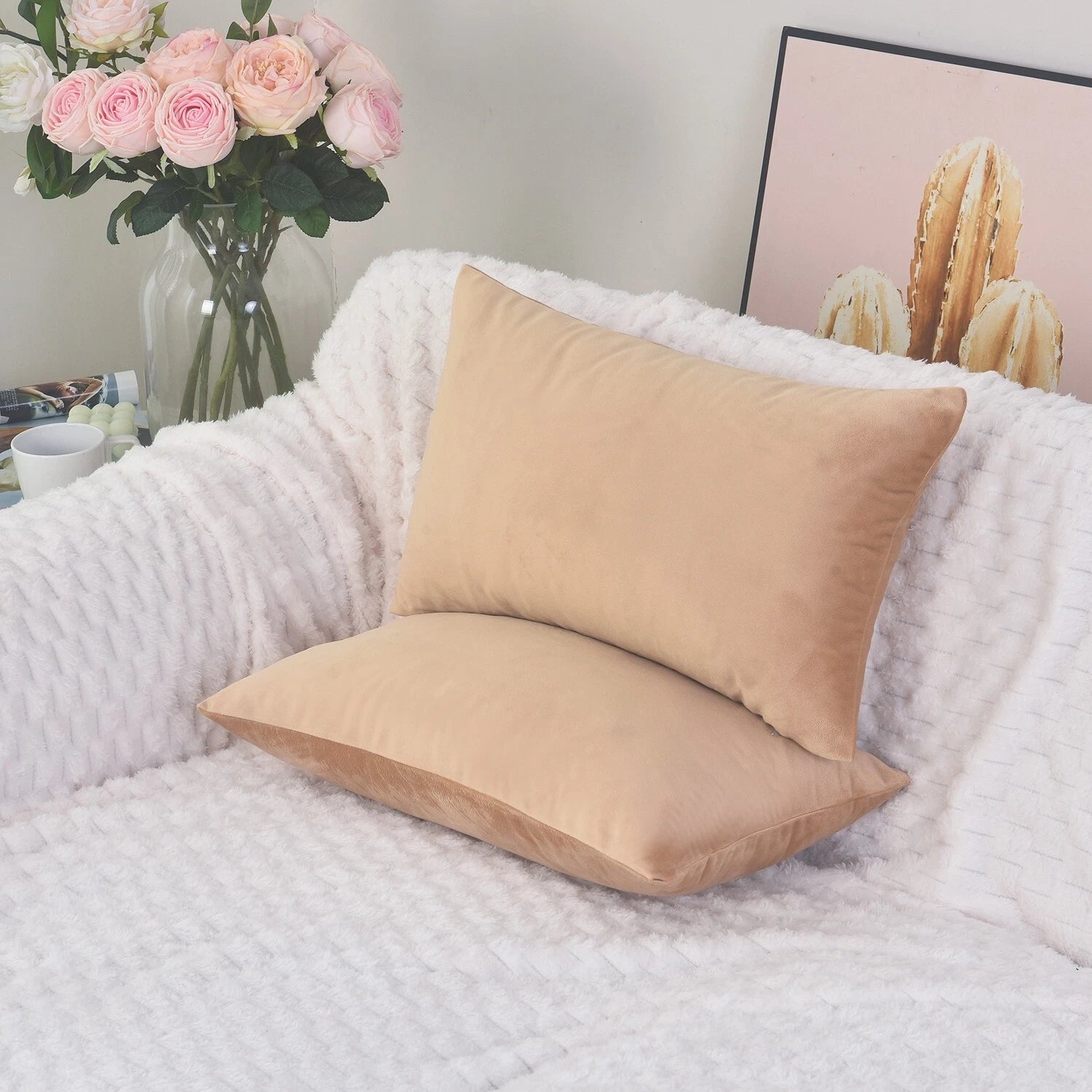 Plain Velvet Cushions Covers 30x51 cm Luxury Soft Velvet Sofa Bed Pillow Cases