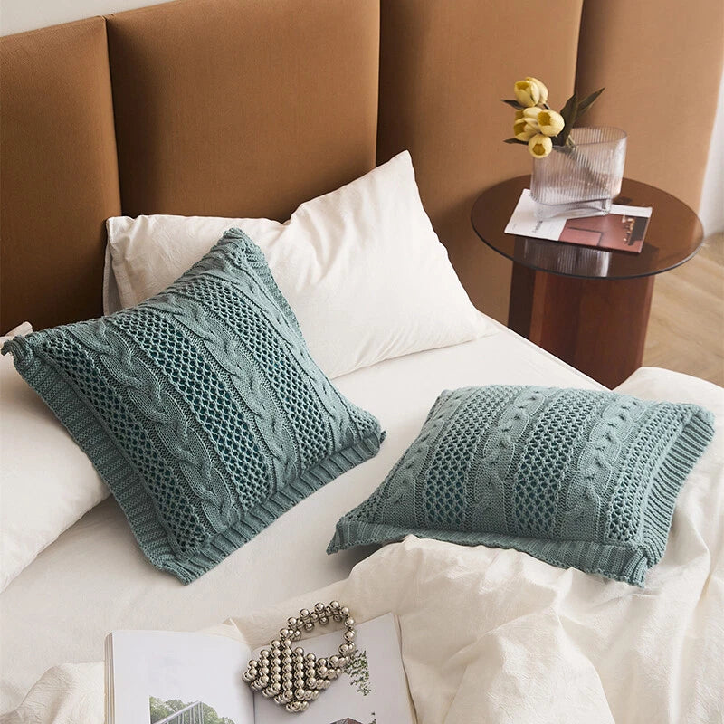 Square Knitted Pillowcase Sofa Bed Throw Waist Cushion Cover Office Pillow Case