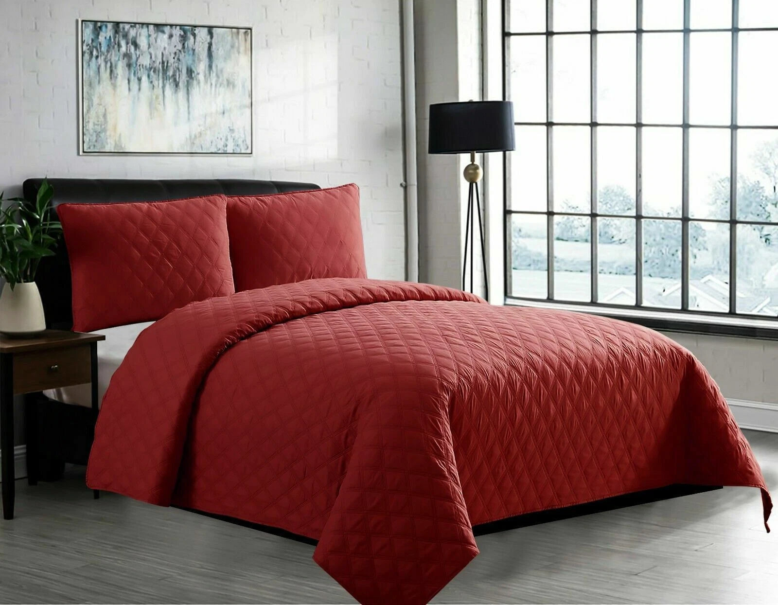 Luxury Embossed Quilted Bedspread Sofa Throw & Pillowcase Double King Bed Set*