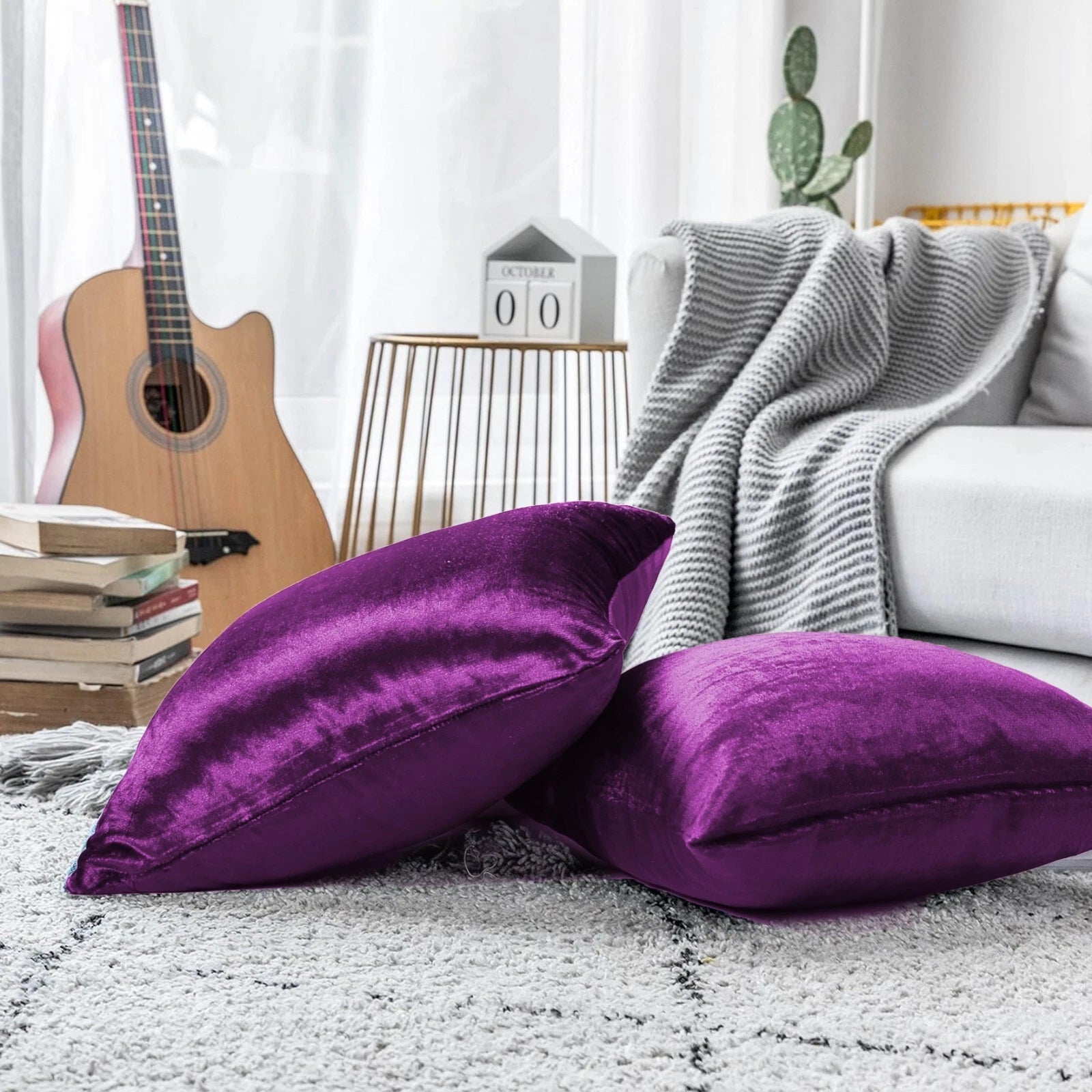 Pack of 4 Plush Velvet Cushion Covers Extra Soft Sofa Throw Pillow Cases 17"x17"