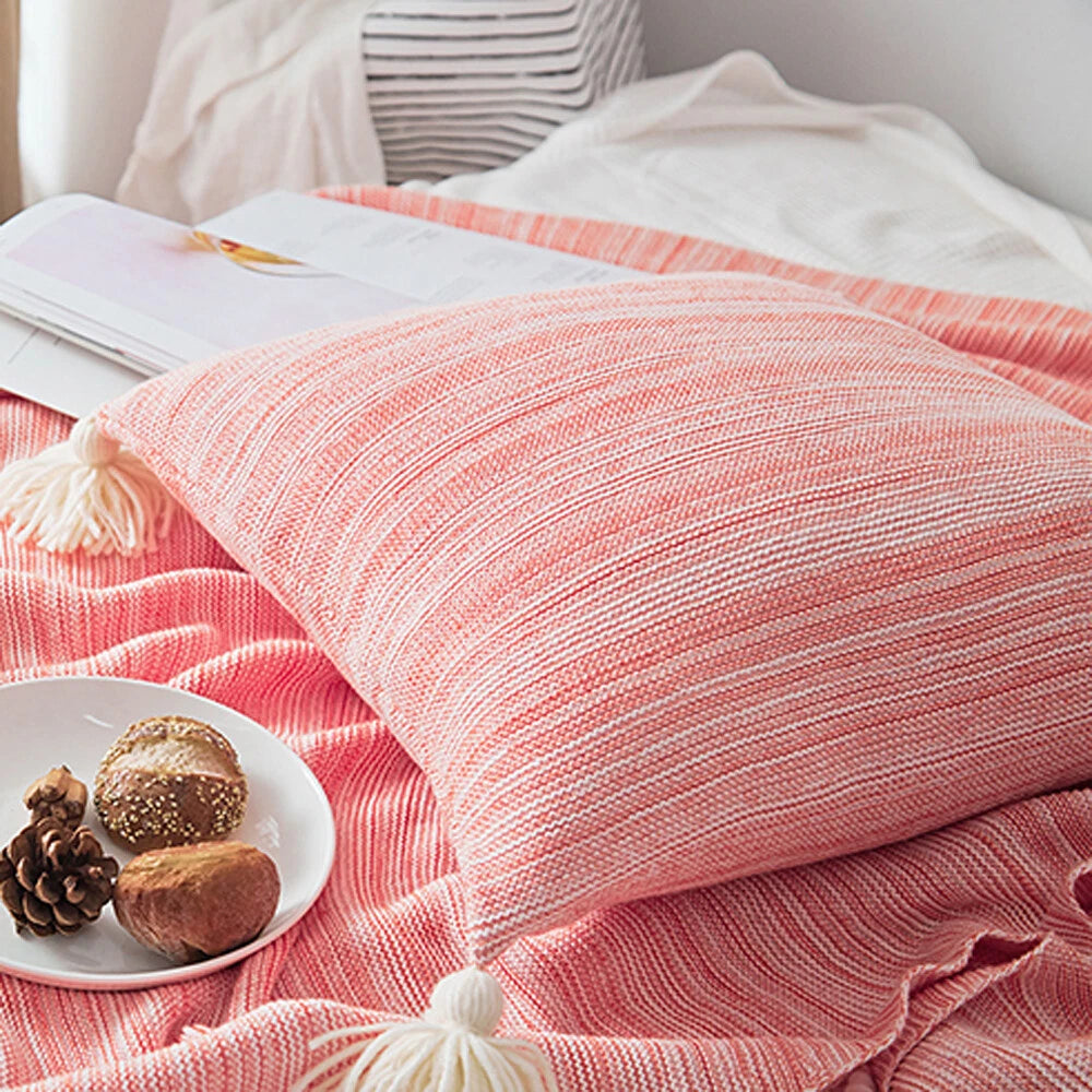 Tassel Cushion Cover Knitted Pillow Covers Pillowcase Sofa Throw Bed Home Decor