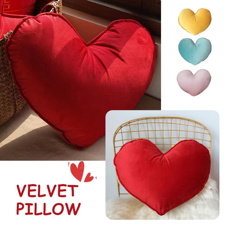 Heart Pillowcase Cushion Soft Velvet Pillow Sofa Chair Living Room Bed Decor