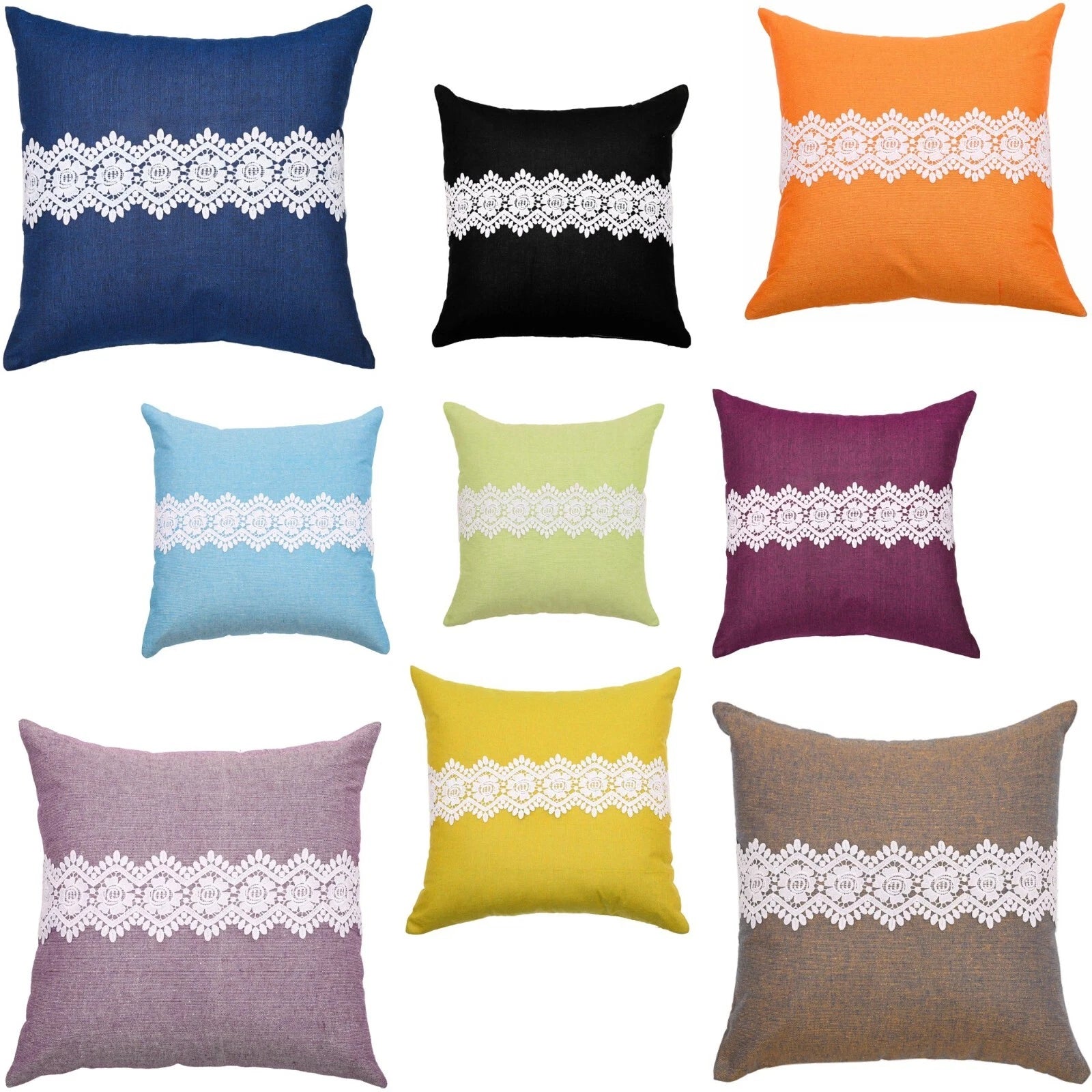 Home Decor Cushion Cover Sofa Decorative Throw Pillowcase Covers Solid with Lace