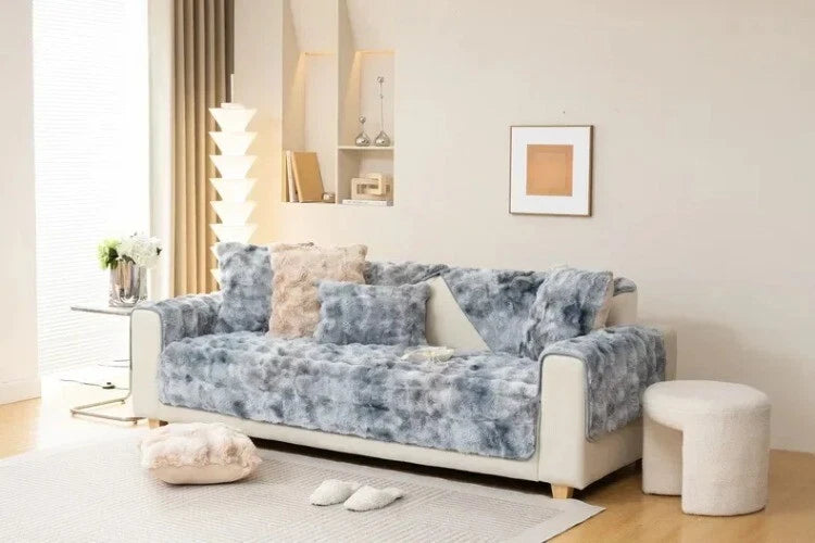 Plush Sofa Cover for Living Room SofaTowel Universal Non-slip Sofa Mat Blanket