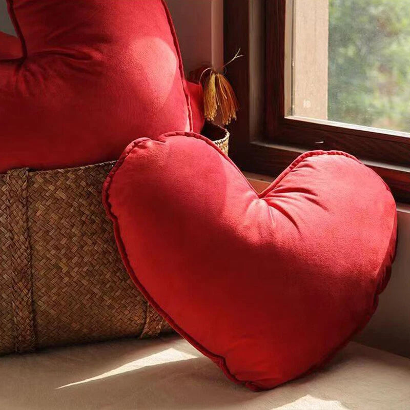 Heart Pillowcase Cushion Soft Velvet Pillow Sofa Chair Living Room Bed Decor